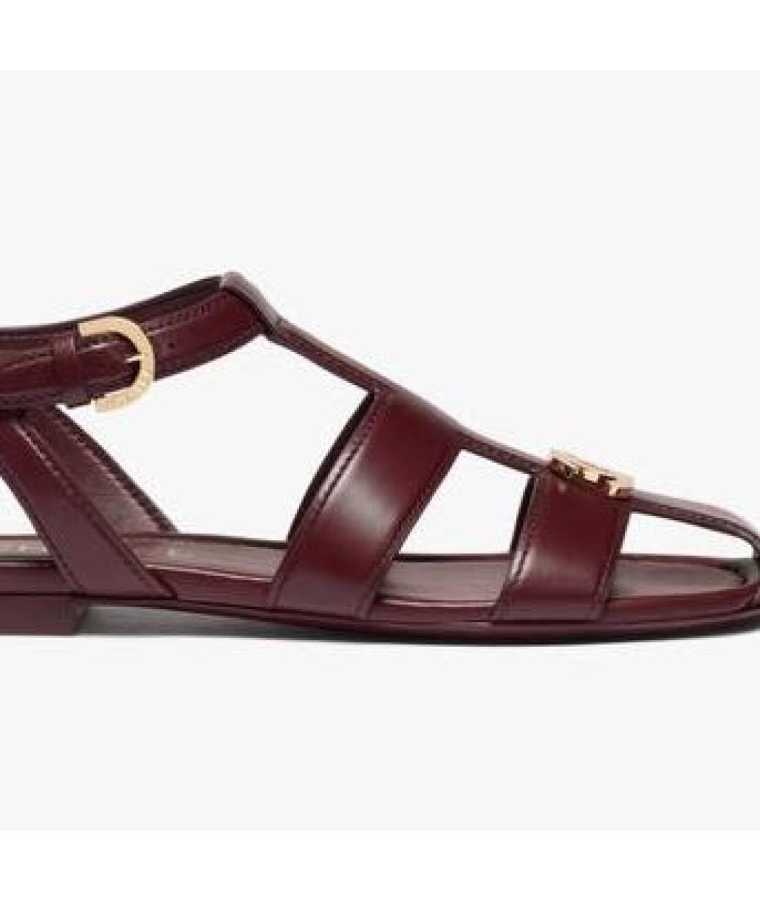 CHANEL Бордовые кожаные босоножки, фото 2