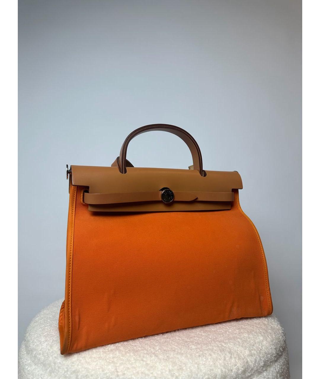HERMES Оранжевая хлопковая сумка через плечо, фото 3