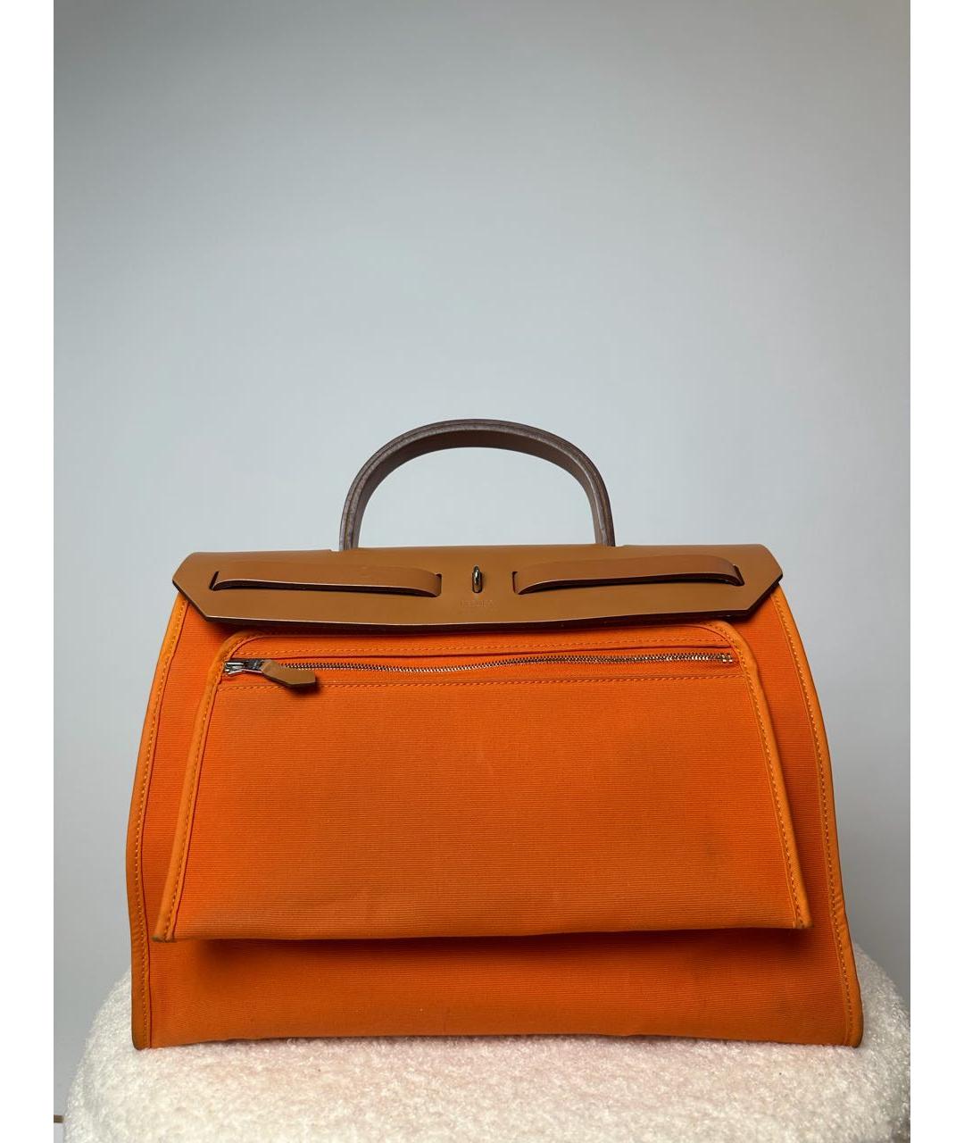 HERMES Оранжевая хлопковая сумка через плечо, фото 4