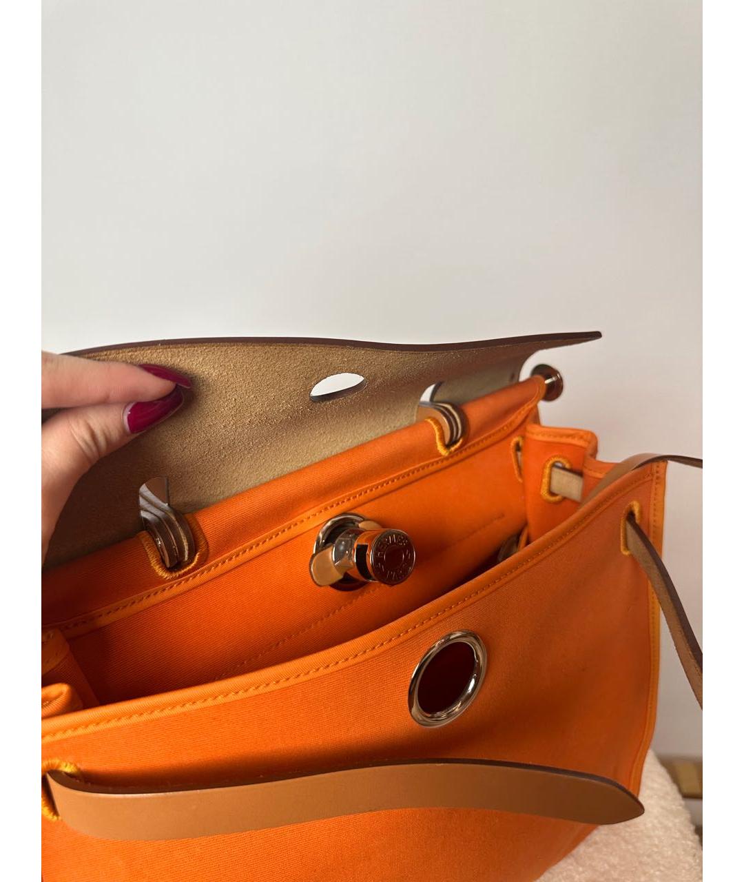 HERMES Оранжевая хлопковая сумка через плечо, фото 7