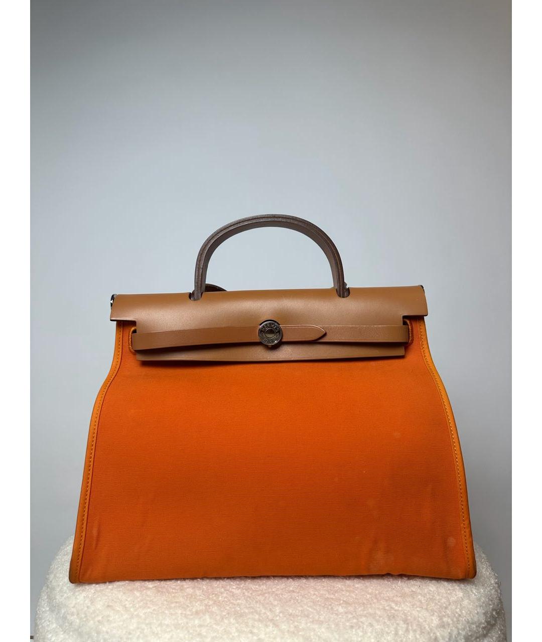 HERMES Оранжевая хлопковая сумка через плечо, фото 9