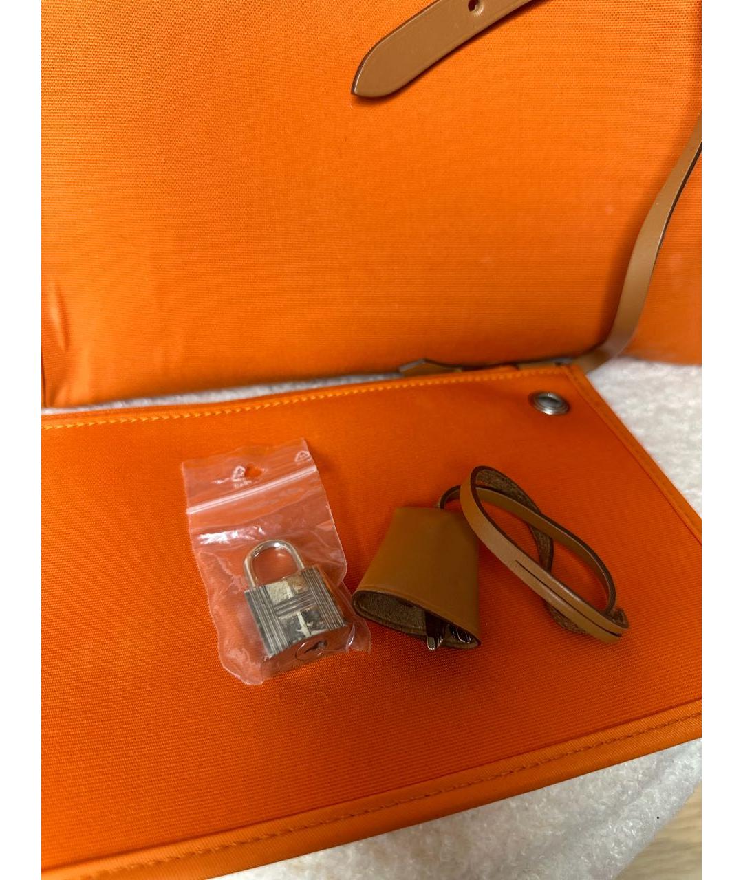 HERMES Оранжевая хлопковая сумка через плечо, фото 8