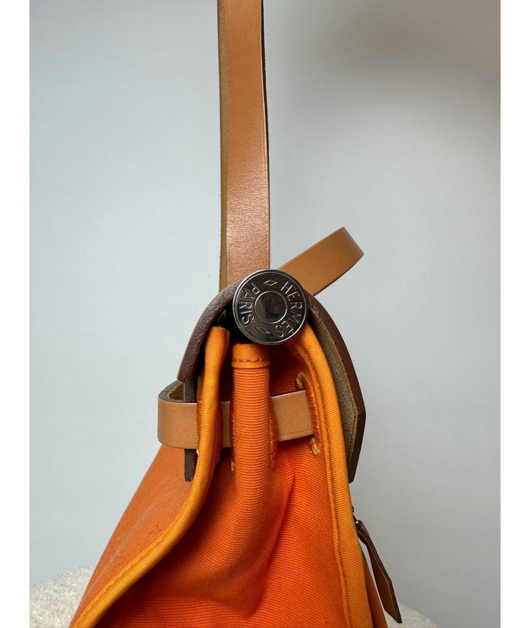 HERMES Оранжевая хлопковая сумка через плечо, фото 6
