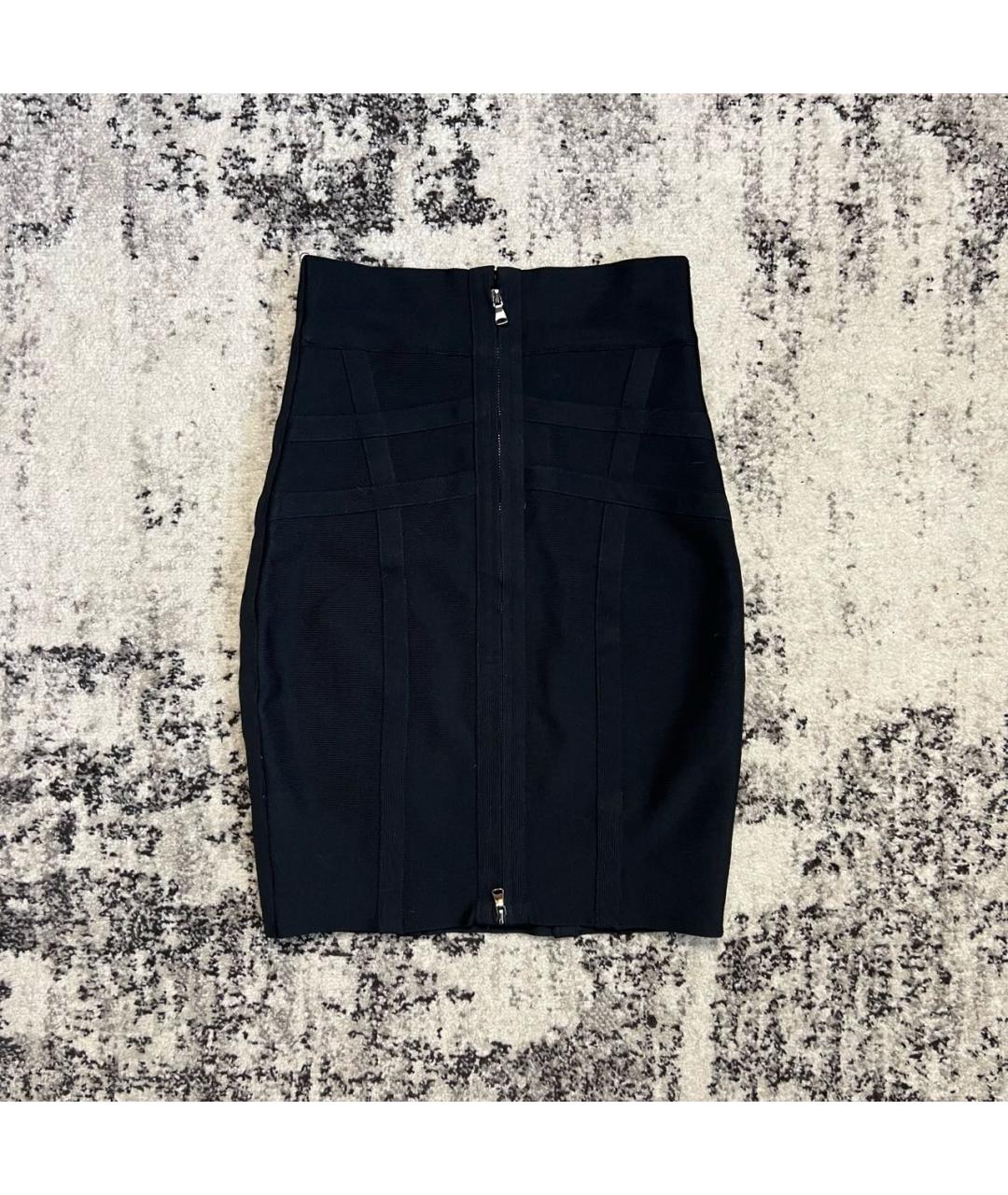 HERVE LEGER Черная юбка мини, фото 3
