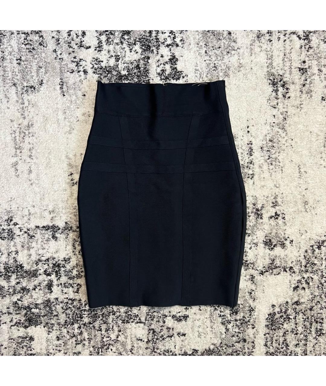 HERVE LEGER Черная юбка мини, фото 7