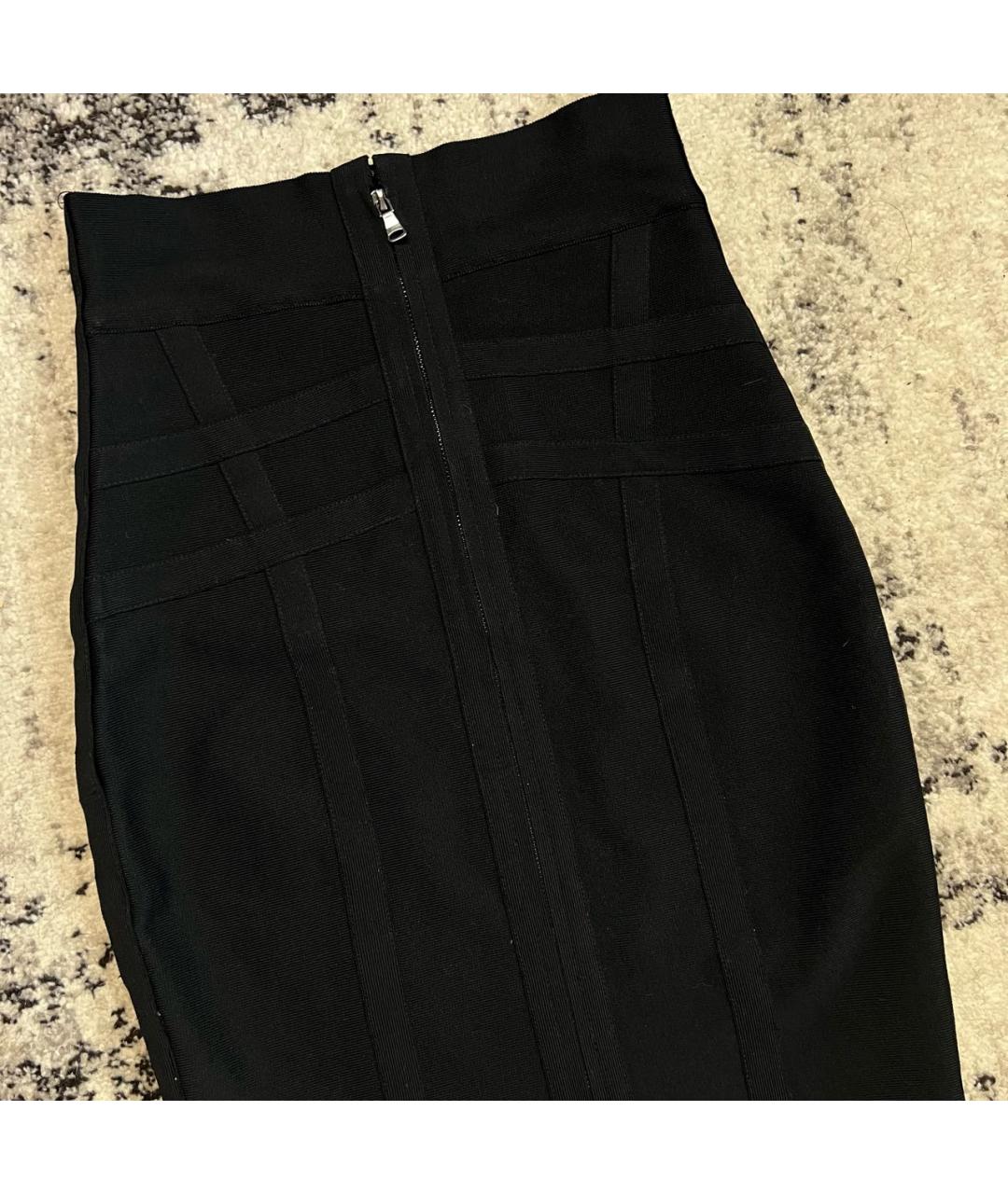 HERVE LEGER Черная юбка мини, фото 4