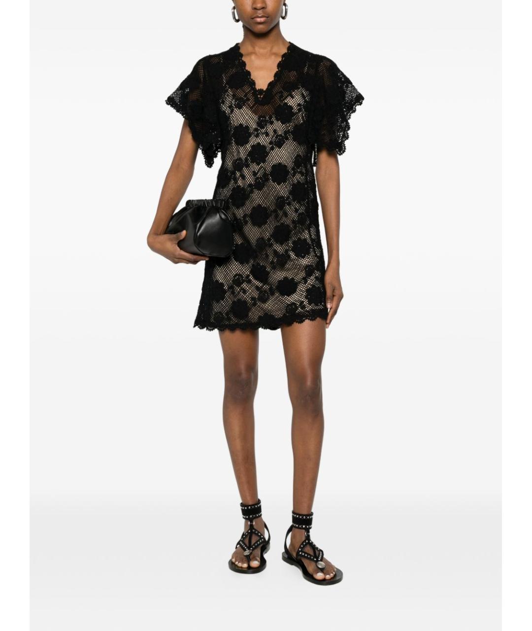 TWIN-SET Черное хлопковое повседневное платье, фото 5