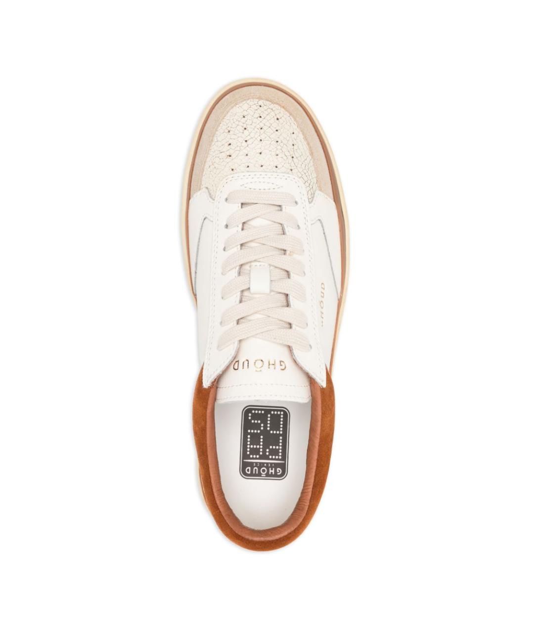 GHOUD Бежевые кожаные низкие кроссовки / кеды, фото 4