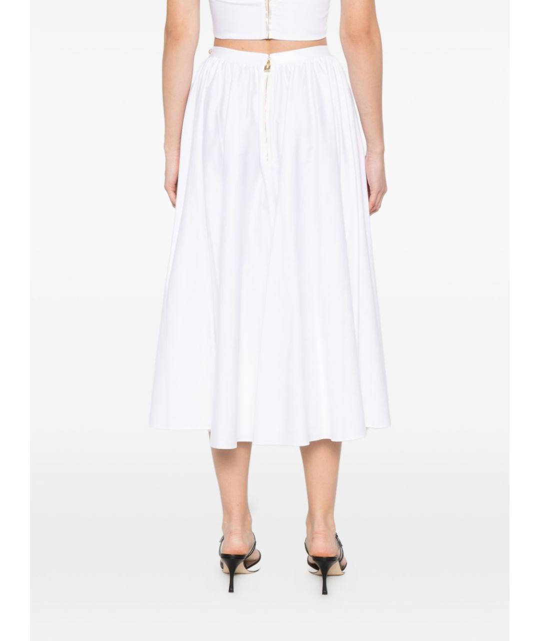 ELISABETTA FRANCHI Белая хлопковая юбка миди, фото 3