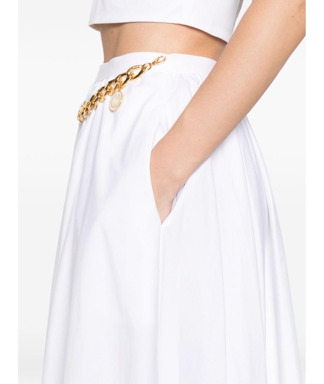 ELISABETTA FRANCHI Белая хлопковая юбка миди, фото 5