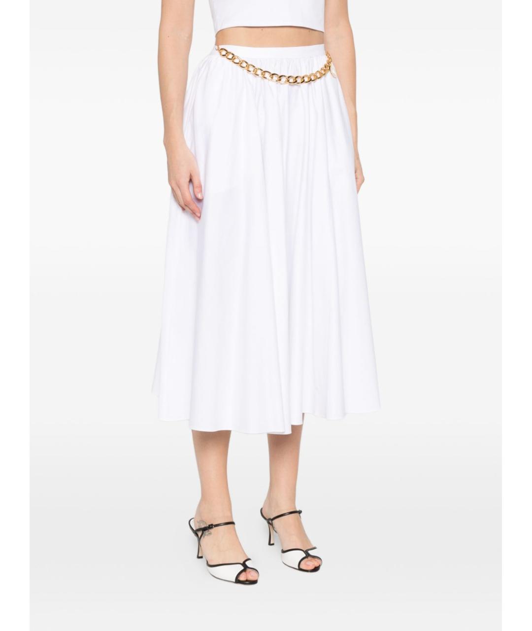 ELISABETTA FRANCHI Белая хлопковая юбка миди, фото 4
