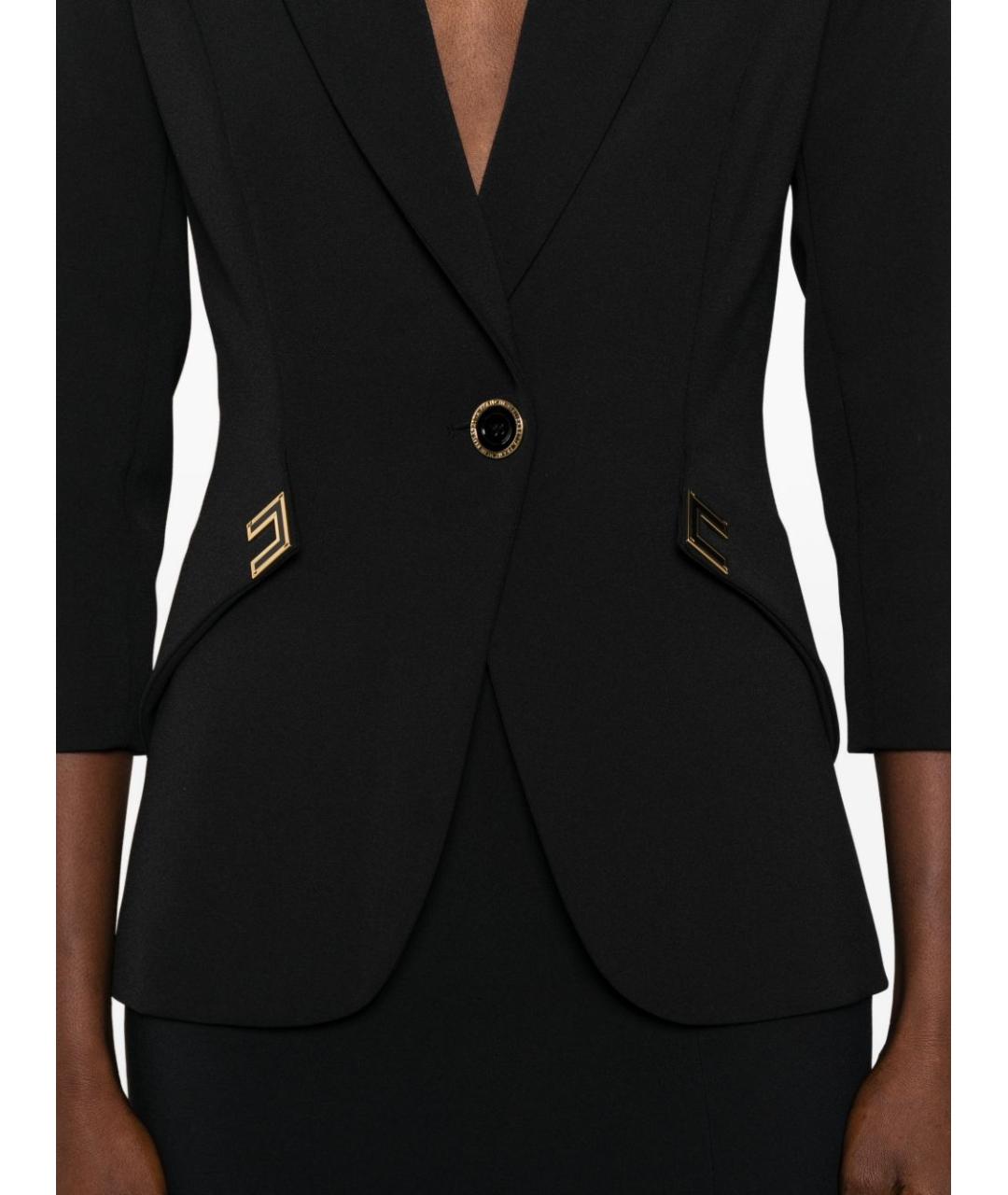 ELISABETTA FRANCHI Черный полиэстеровый жакет/пиджак, фото 2