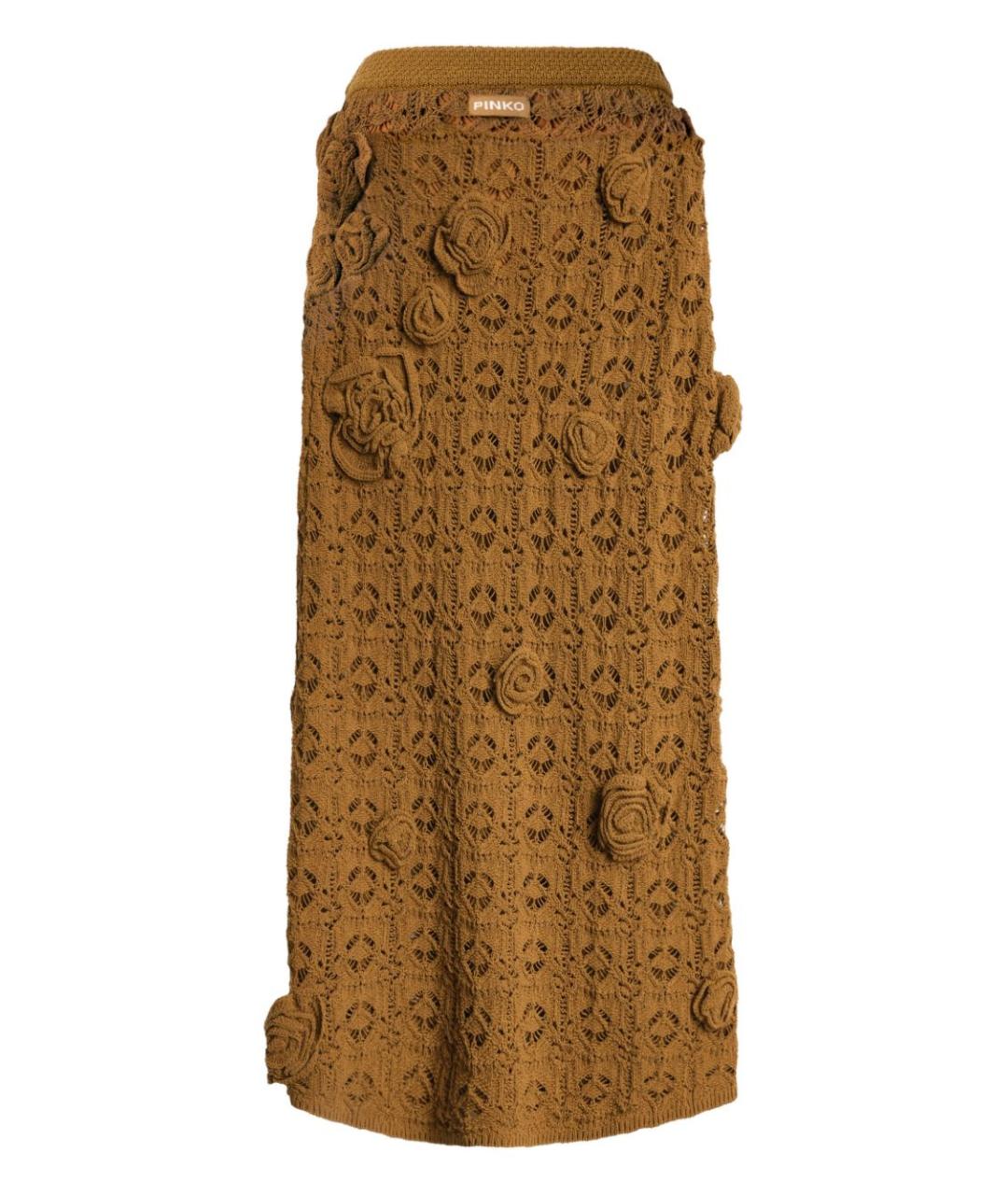 PINKO Коричневая хлопковая юбка макси, фото 2