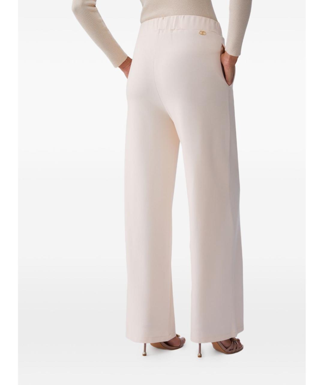 LIU JO Бежевые вискозные прямые брюки, фото 4