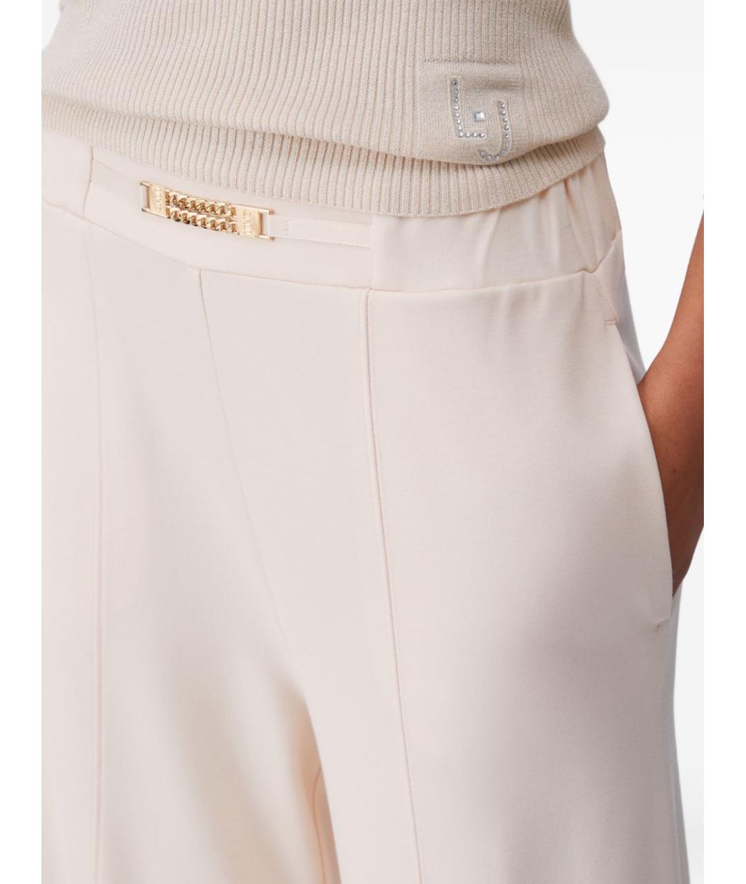 LIU JO Бежевые вискозные прямые брюки, фото 3