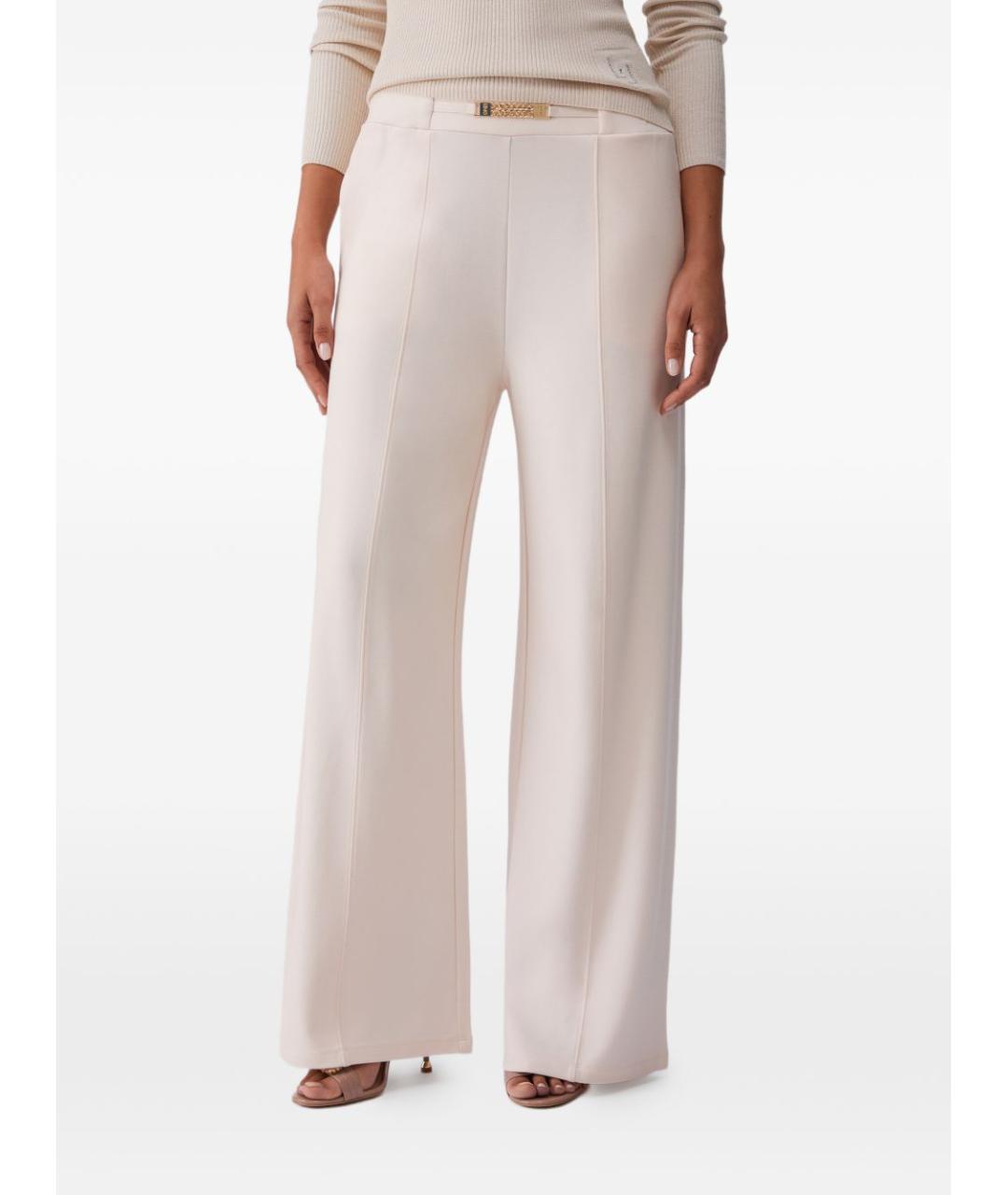 LIU JO Бежевые вискозные прямые брюки, фото 5