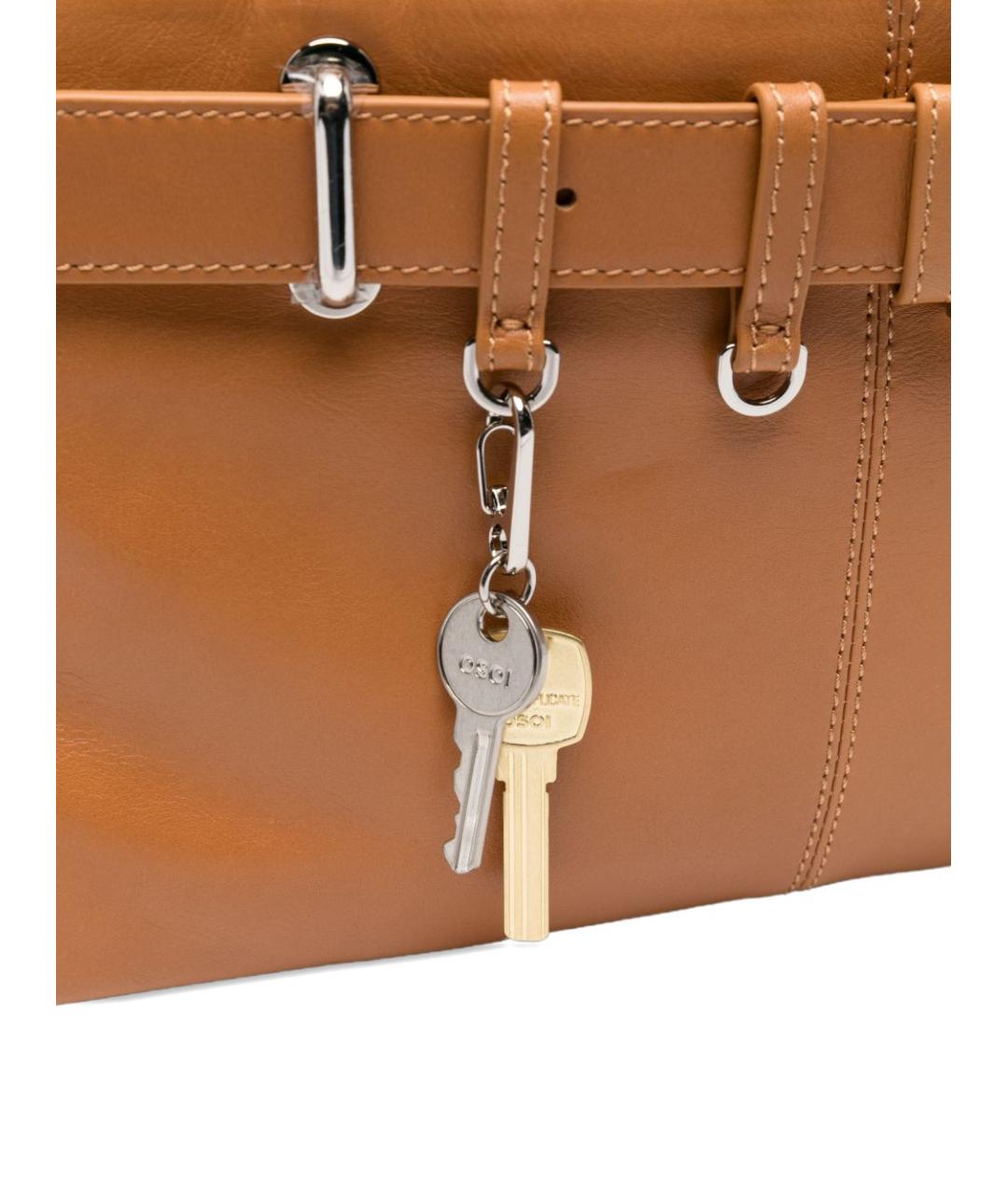 OSOI Коричневая кожаная сумка с короткими ручками, фото 5