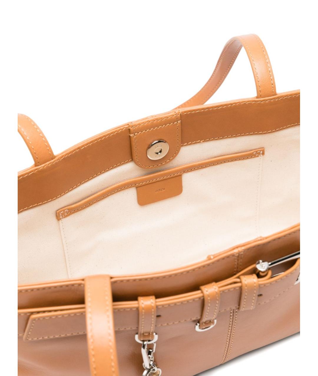 OSOI Коричневая кожаная сумка с короткими ручками, фото 2