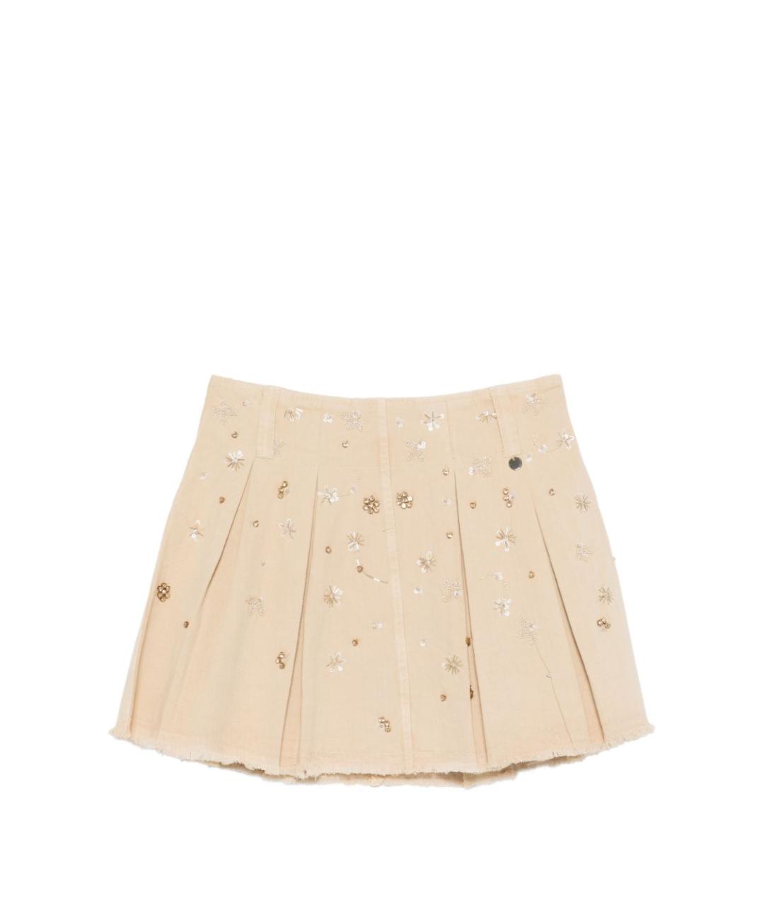LIU JO Бежевая хлопковая юбка мини, фото 1