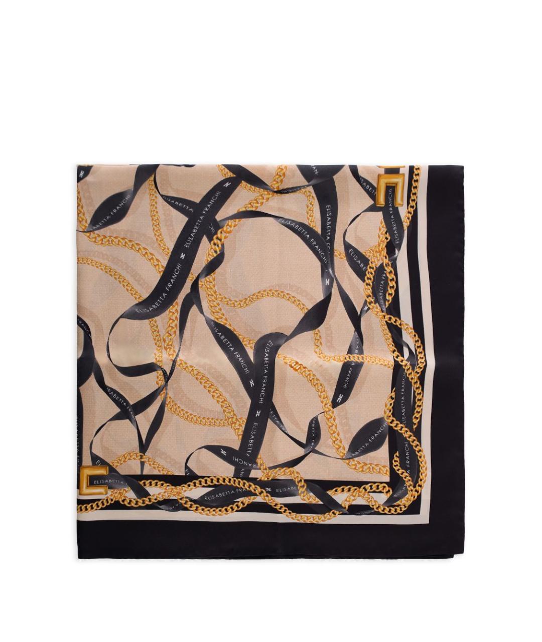 ELISABETTA FRANCHI Бежевый шелковый платок, фото 1