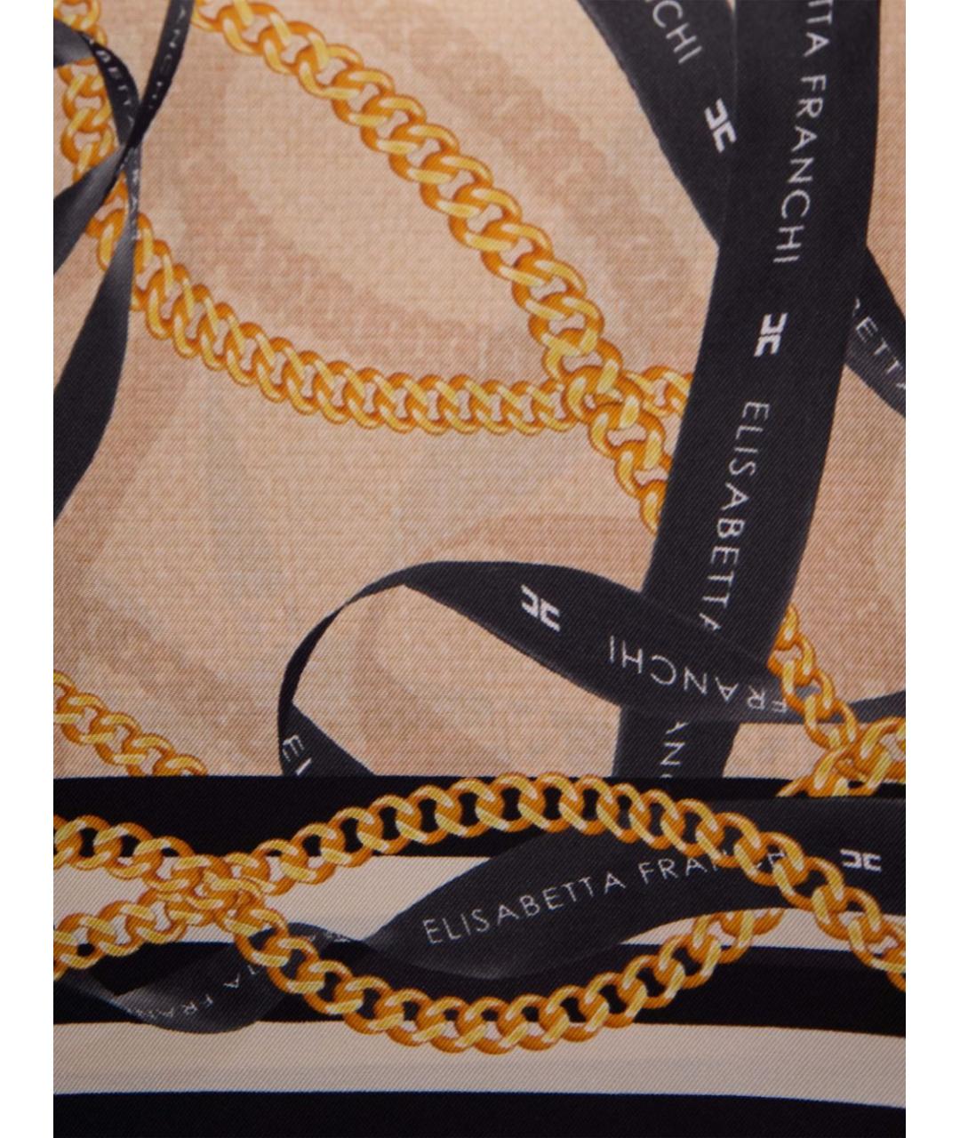 ELISABETTA FRANCHI Бежевый шелковый платок, фото 2