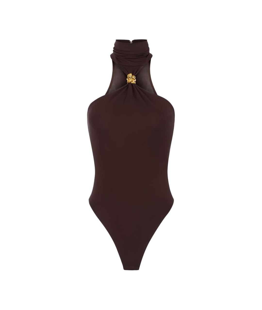 ELISABETTA FRANCHI Коричневое вискозное боди, фото 1