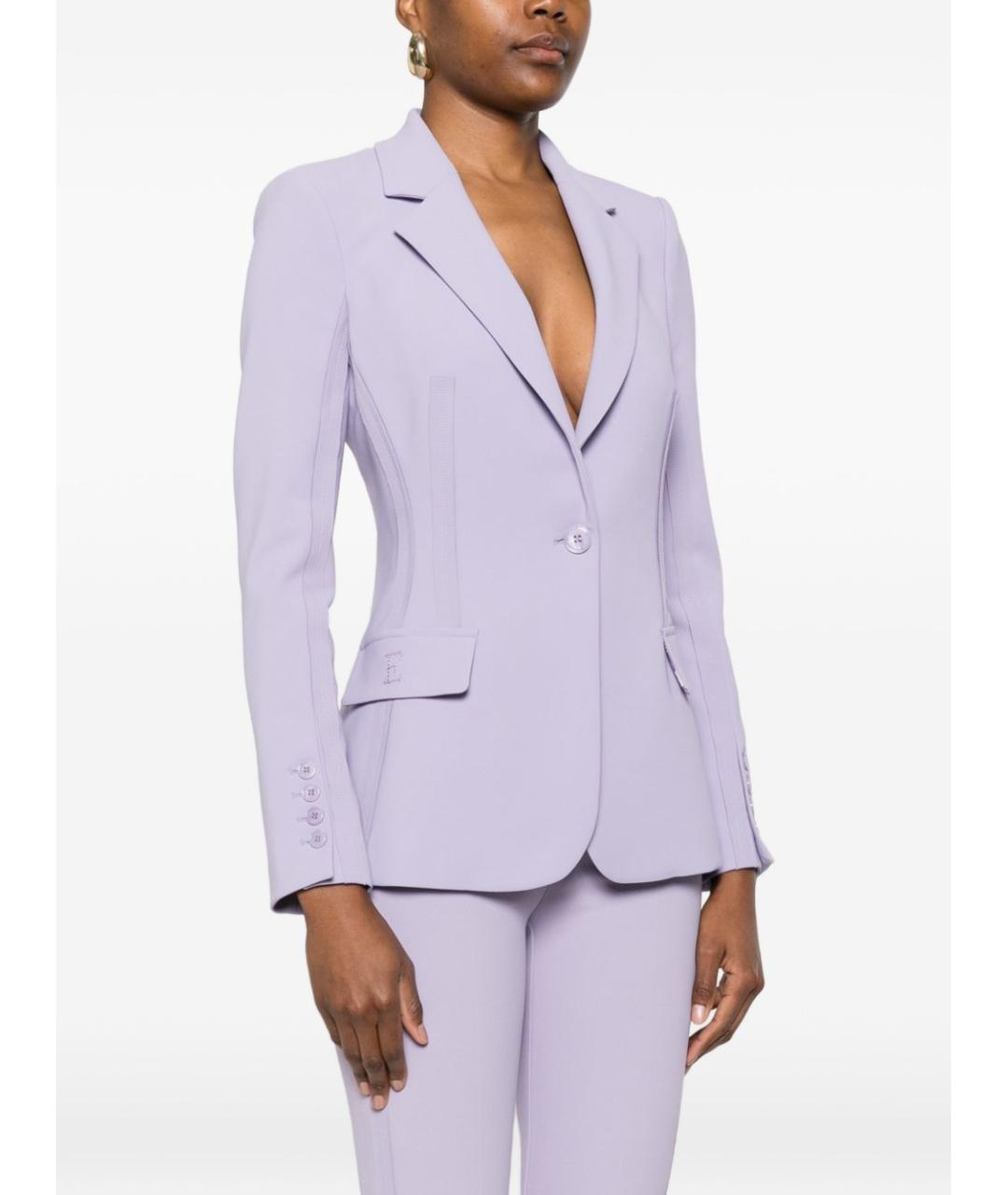 ELISABETTA FRANCHI Фиолетовый полиэстеровый жакет/пиджак, фото 3