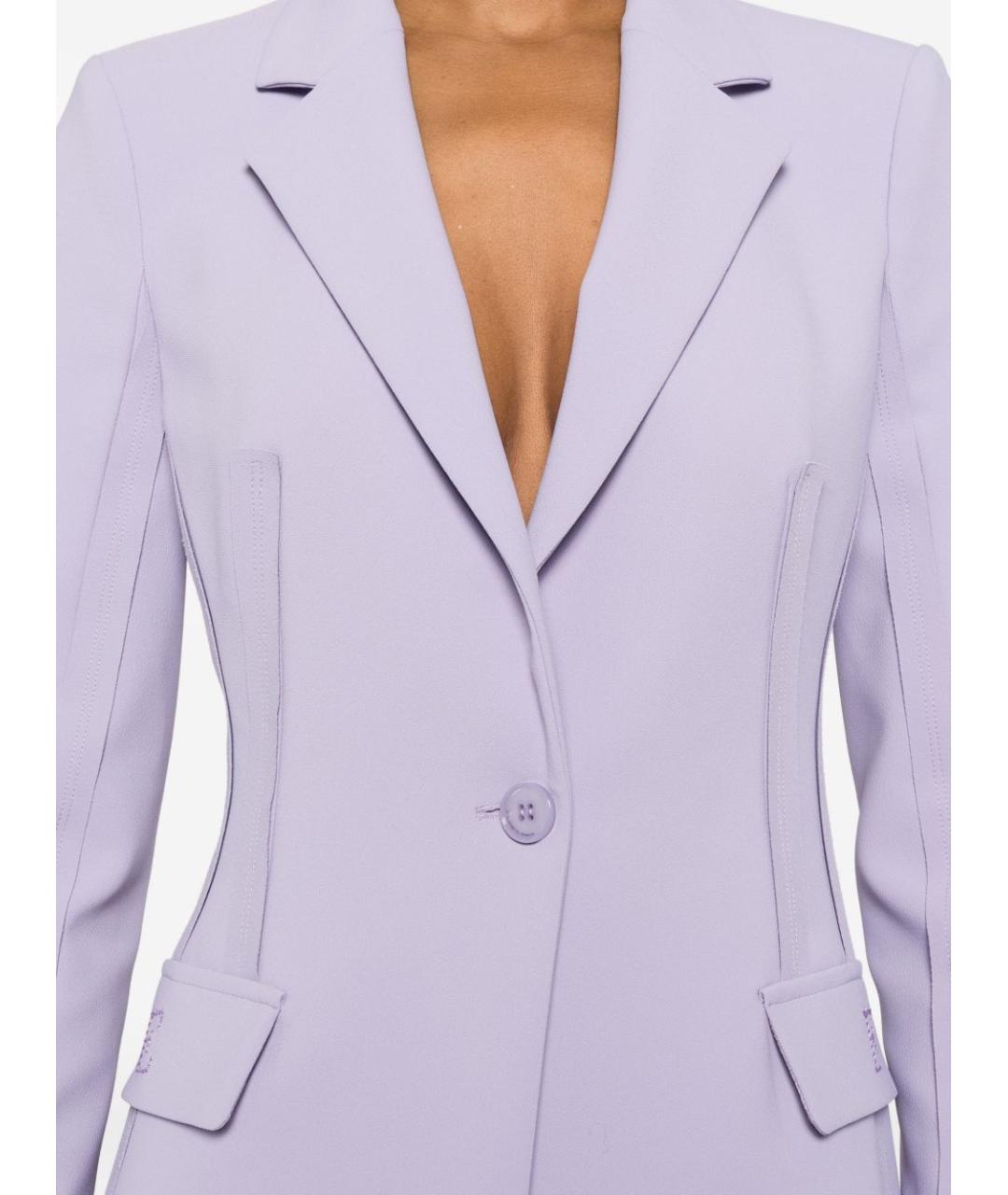 ELISABETTA FRANCHI Фиолетовый полиэстеровый жакет/пиджак, фото 4