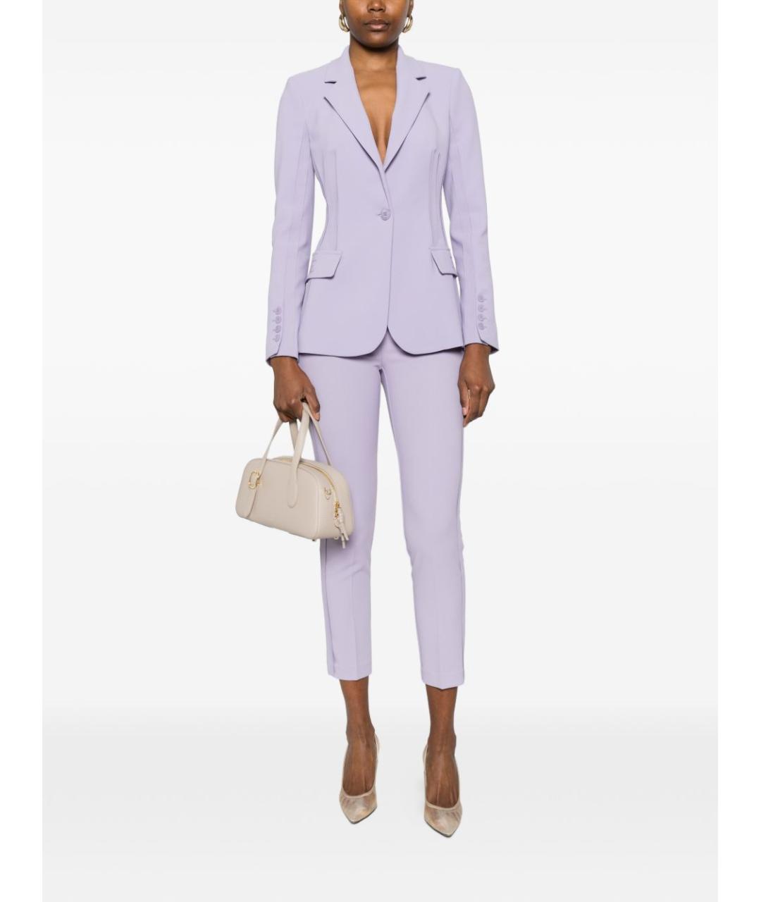 ELISABETTA FRANCHI Фиолетовые полиэстеровые прямые брюки, фото 4