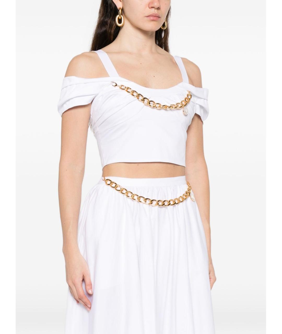 ELISABETTA FRANCHI Белая хлопковая майка, фото 4