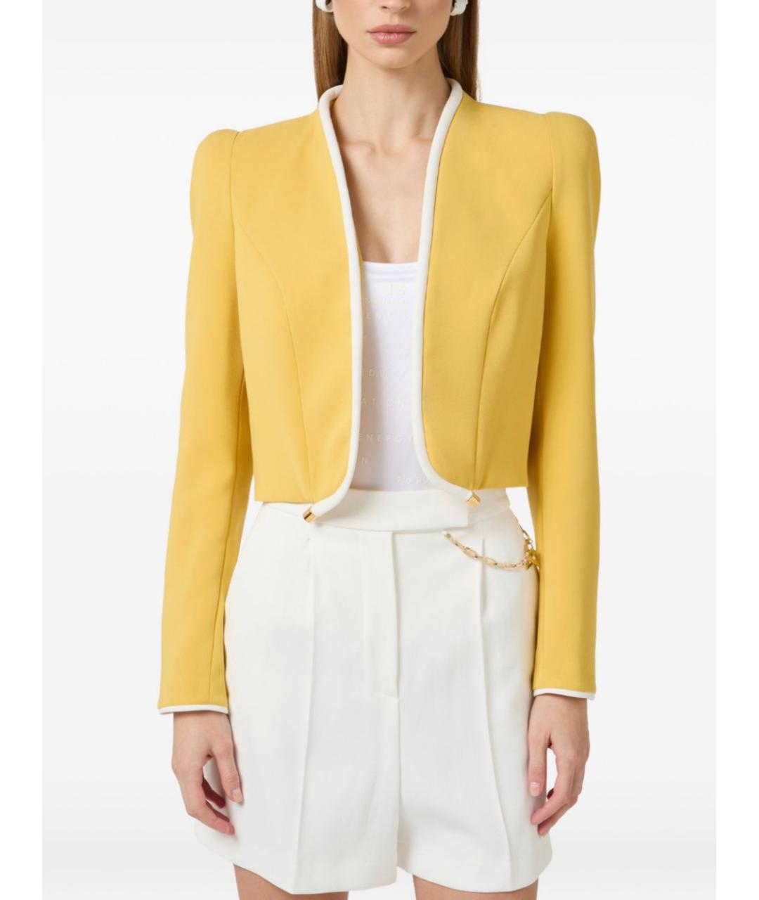 ELISABETTA FRANCHI Желтый жакет/пиджак, фото 4