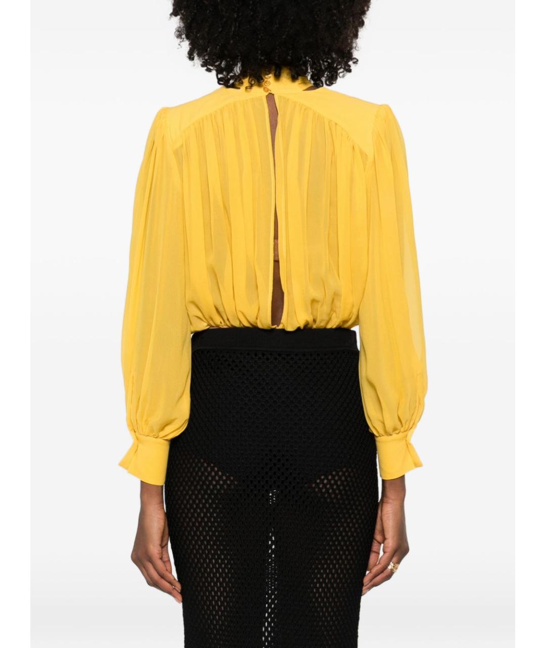 ELISABETTA FRANCHI Желтая шелковая рубашка, фото 5