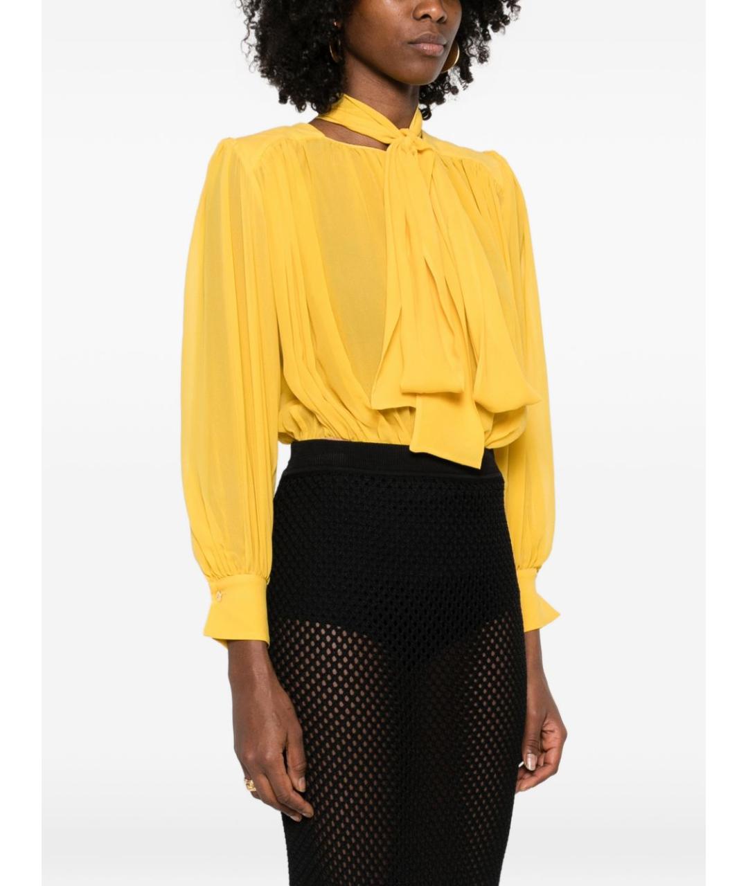 ELISABETTA FRANCHI Желтая шелковая рубашка, фото 3