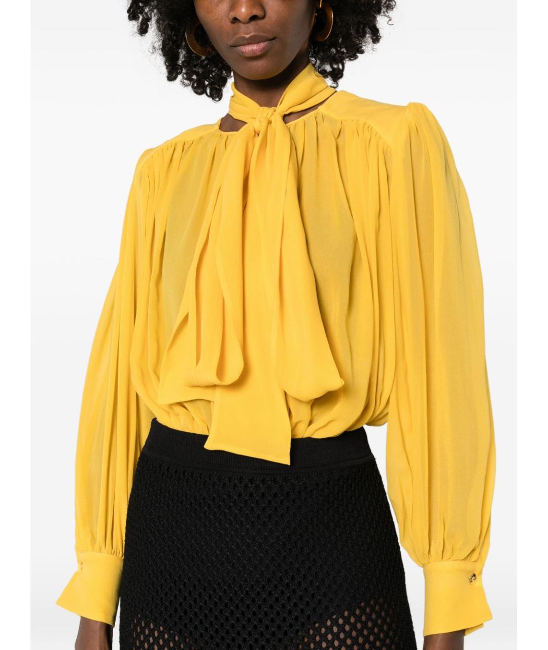 ELISABETTA FRANCHI Желтая шелковая рубашка, фото 4