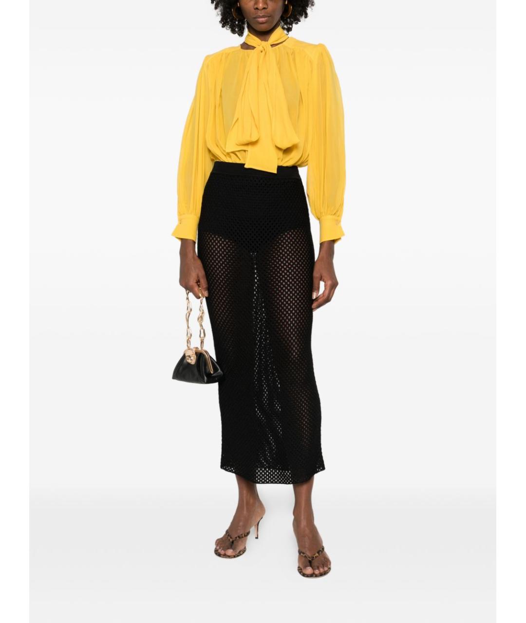 ELISABETTA FRANCHI Желтая шелковая рубашка, фото 2