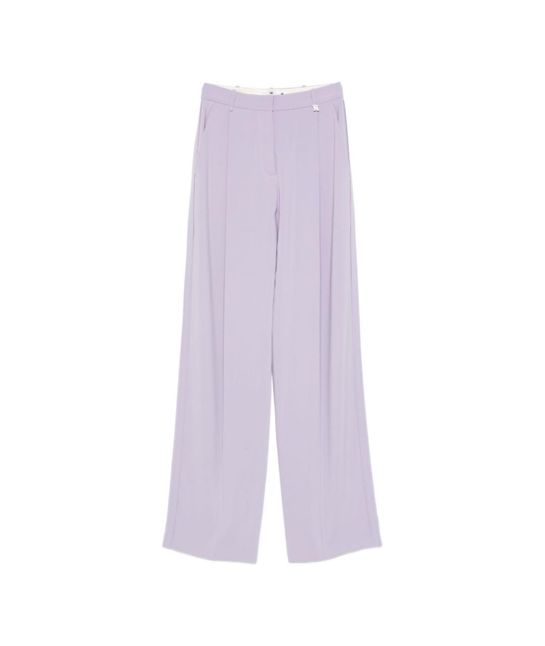 ELISABETTA FRANCHI Фиолетовые полиэстеровые прямые брюки, фото 1