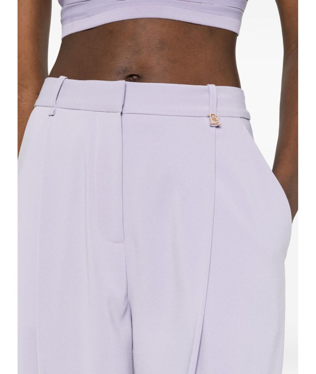 ELISABETTA FRANCHI Фиолетовые полиэстеровые прямые брюки, фото 5