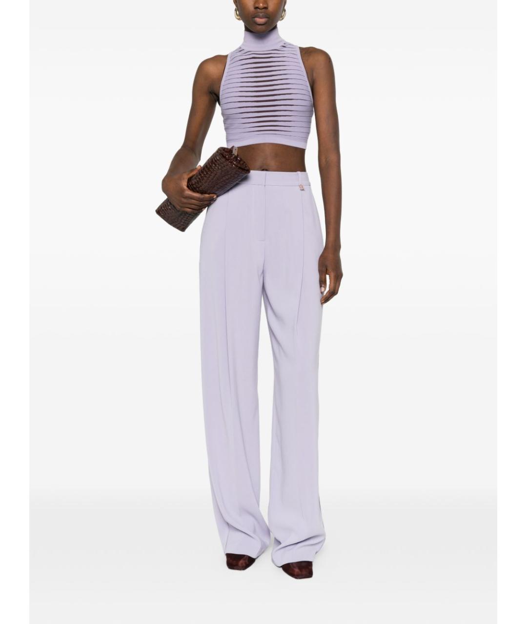 ELISABETTA FRANCHI Фиолетовые полиэстеровые прямые брюки, фото 3