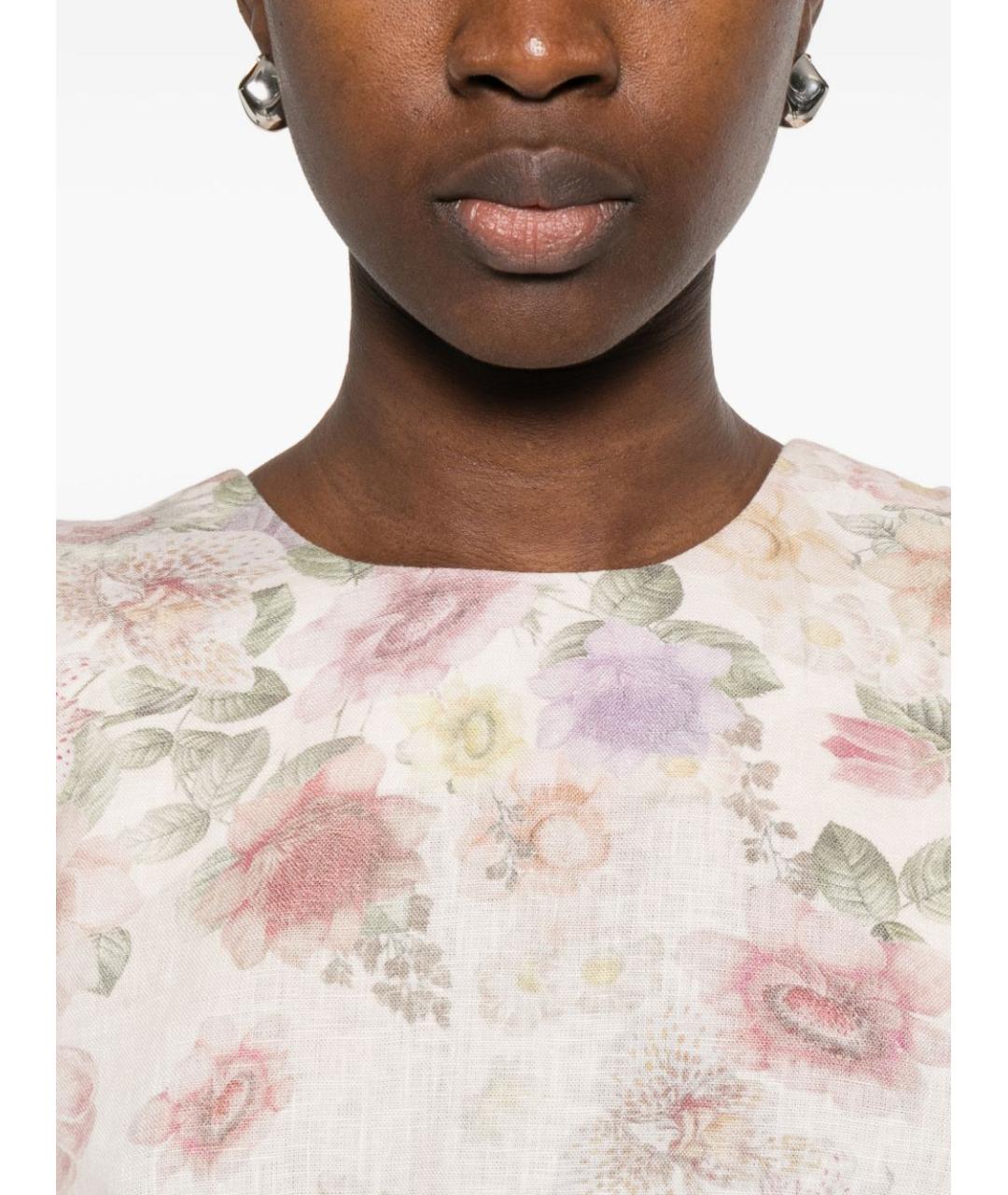 TWIN-SET Розовое льняное повседневное платье, фото 5