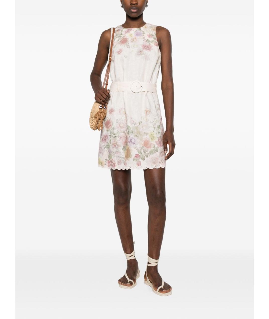 TWIN-SET Розовое льняное повседневное платье, фото 4