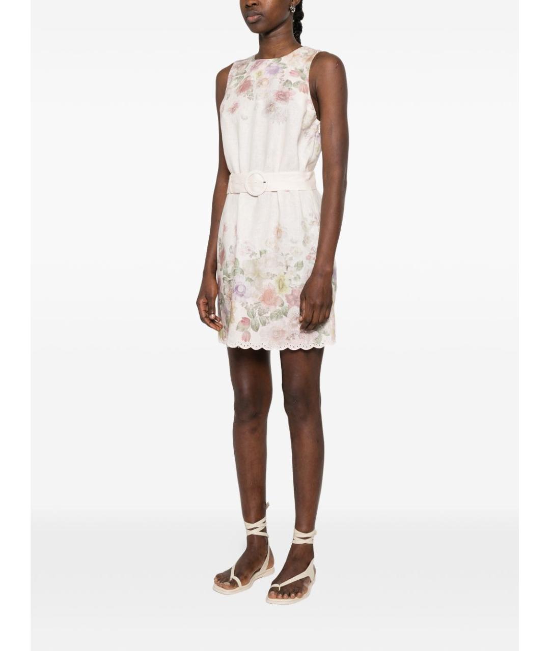 TWIN-SET Розовое льняное повседневное платье, фото 3