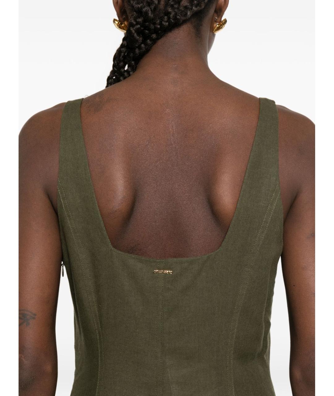 TWIN-SET Зеленые льняное повседневное платье, фото 2