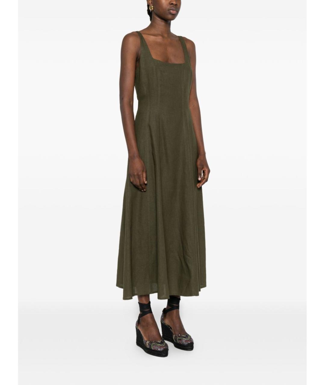 TWIN-SET Зеленые льняное повседневное платье, фото 3