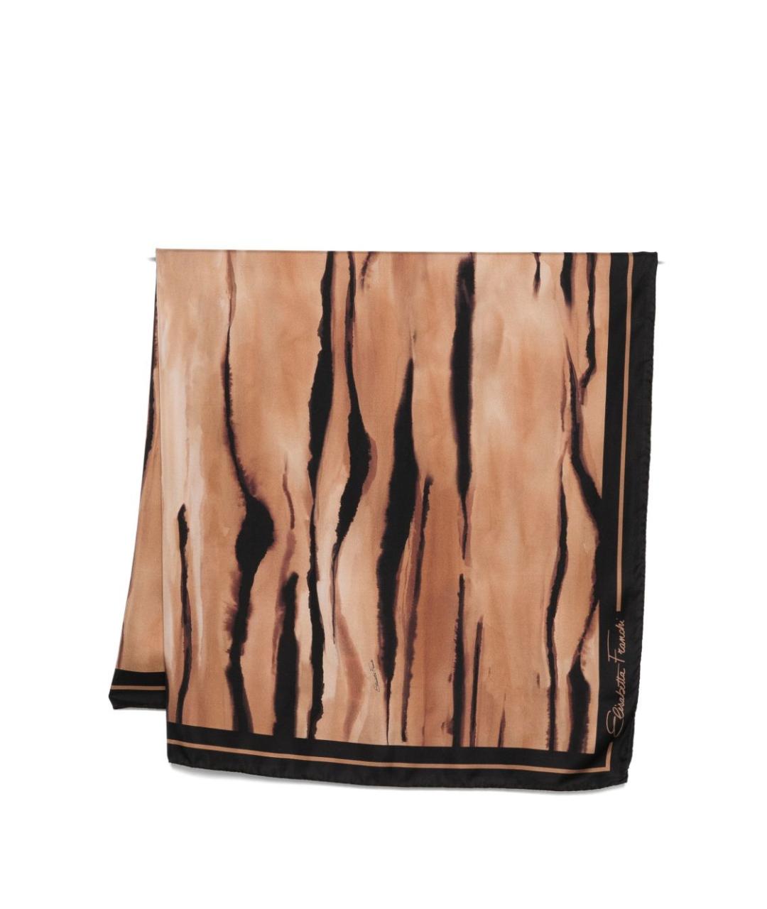 ELISABETTA FRANCHI Бежевый шелковый платок, фото 1