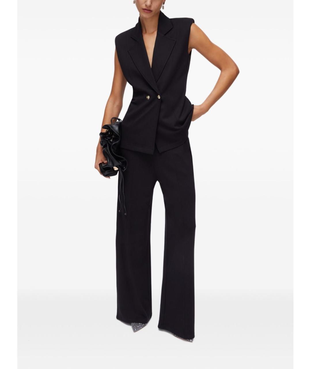 LIU JO Черные вискозные прямые брюки, фото 2