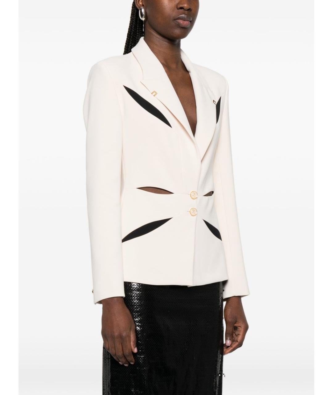 ELISABETTA FRANCHI Белый полиэстеровый жакет/пиджак, фото 3