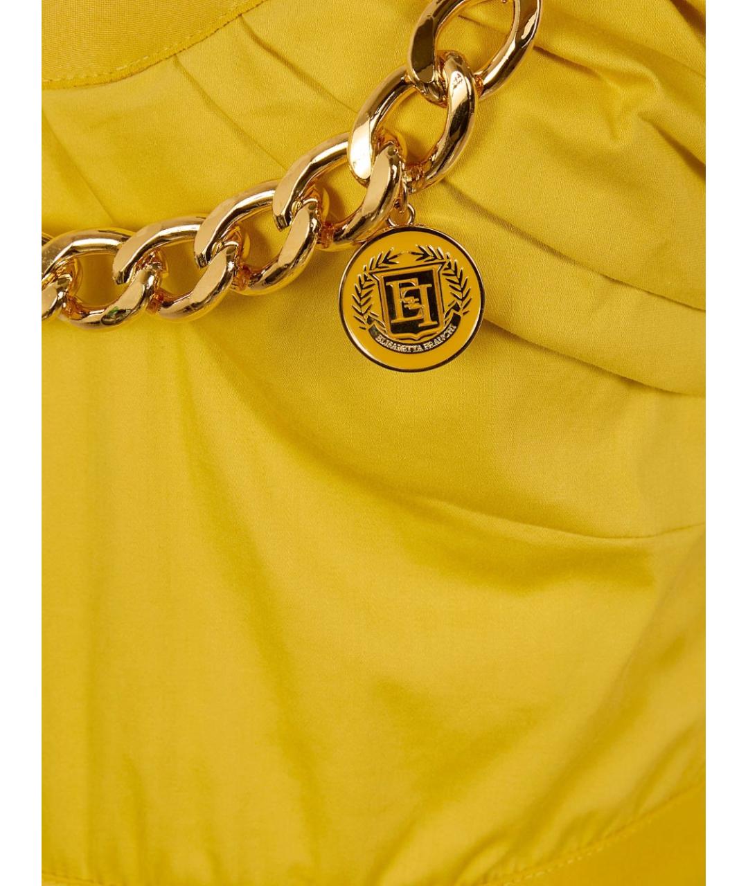 ELISABETTA FRANCHI Желтое хлопковое повседневное платье, фото 2