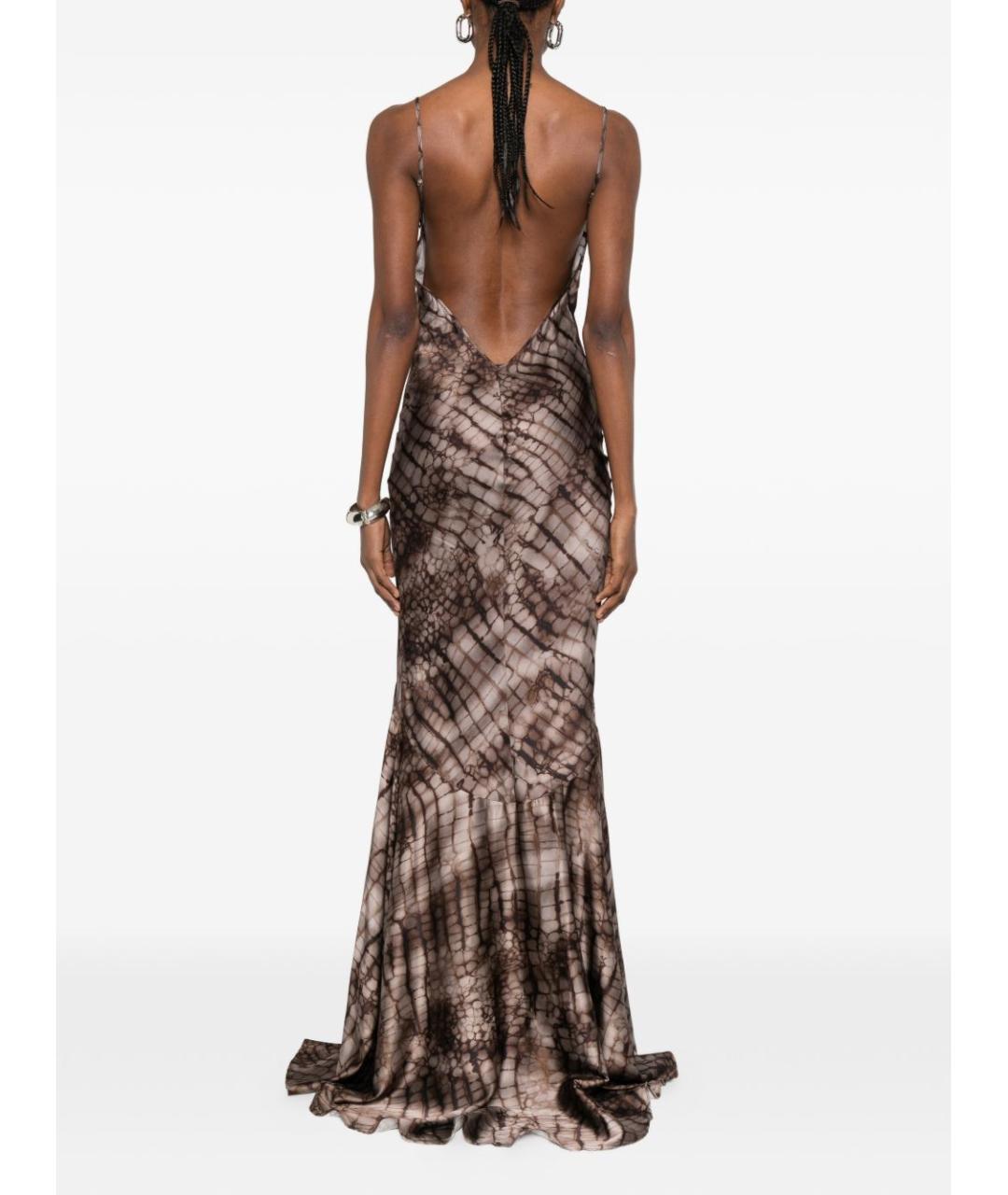 ELISABETTA FRANCHI Коричневое вискозное вечернее платье, фото 2