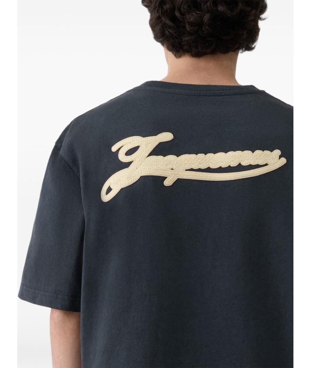 JACQUEMUS Темно-синяя хлопковая футболка, фото 5