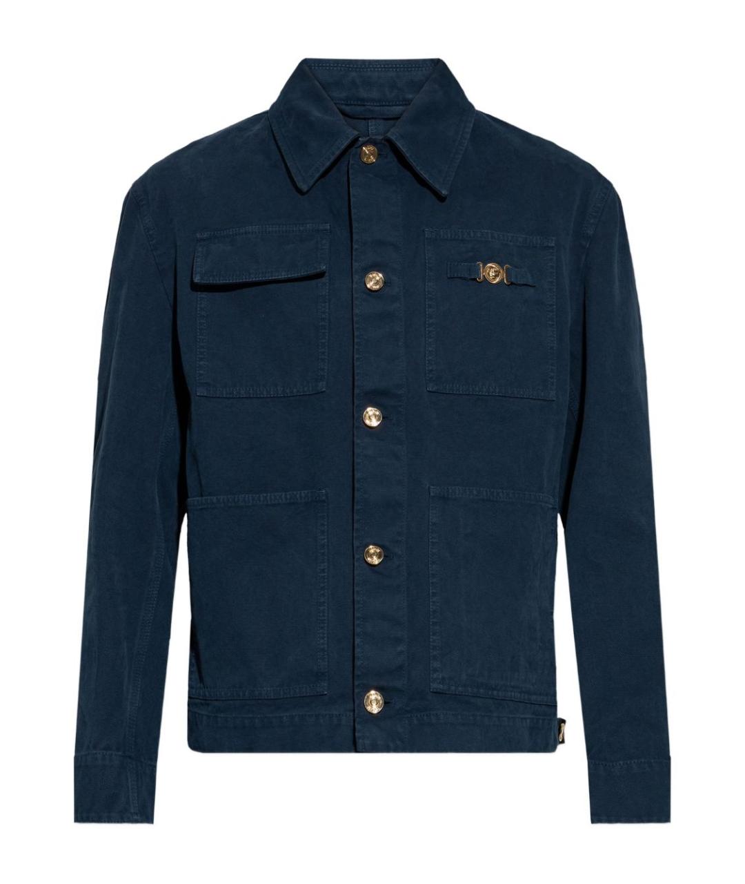 VERSACE Синяя хлопковая кэжуал рубашка, фото 1